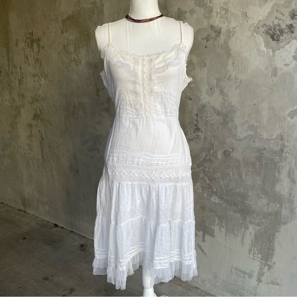 Vintage y2k White Lace Cottagecore Dress - Picture 1 of 7
